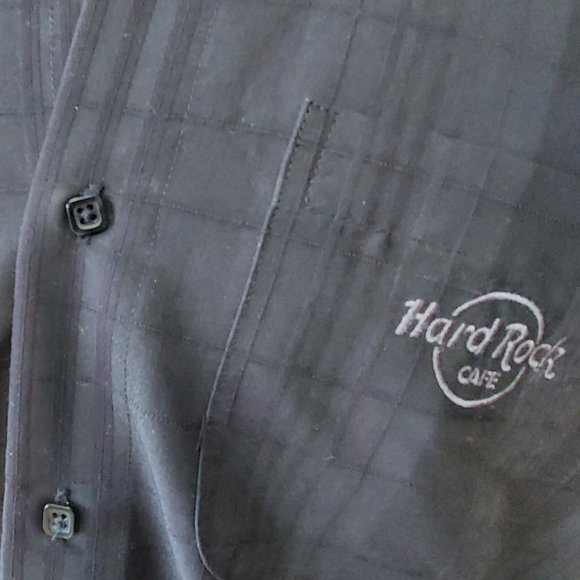 3/$15 Hard Rock Cafe Black Collar Short Sleeve Plaid Las Vegas Location Men's Sm - Picture 6 of 13